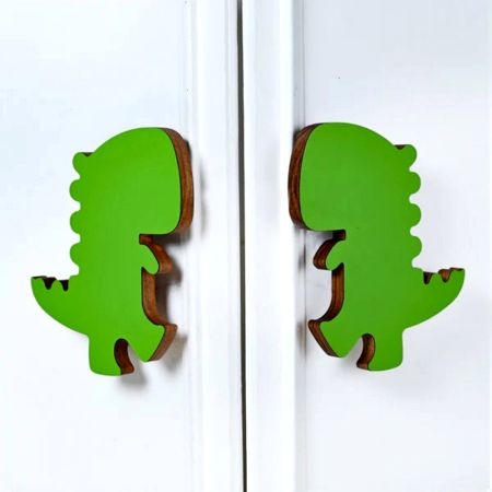 Handcrafted Acacia Wood Dino Handle Pair